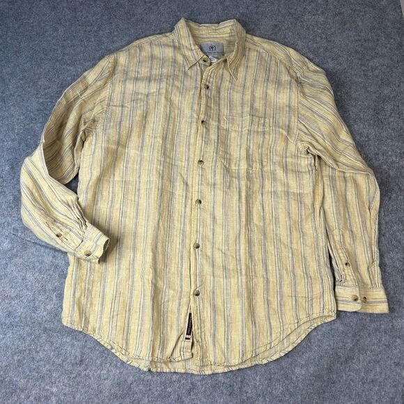 The Territory Ahead Shirt Mens 2XL 100% Linen Striped Button Down Gorpecore - Picture 1 of 9